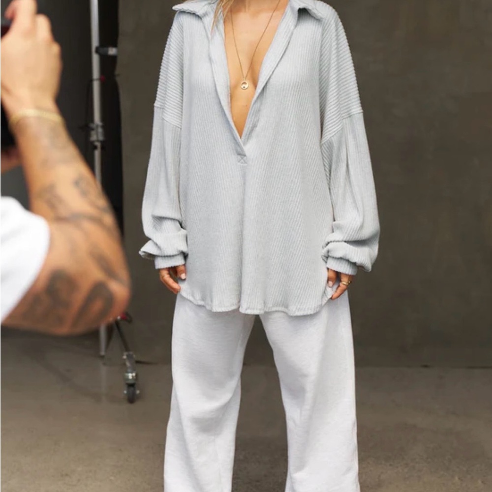 Joah brown oversized plunging pullover